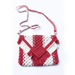 Macrame Red N White Sling Bag