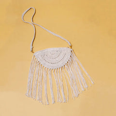 Macrame Long Tassel Half Moon Sling Bag