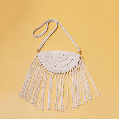 Macrame Long Tassel Half Moon Sling Bag