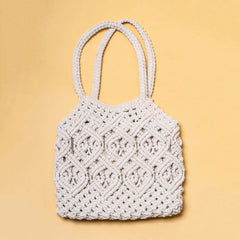 Macrame White Shoulder Bag