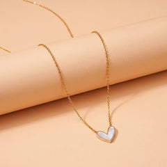 Golden White Heart Pendant Necklace