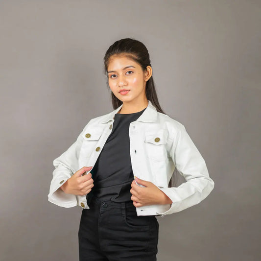 White Crop Demin Jacket