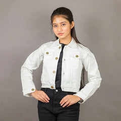 White Crop Demin Jacket