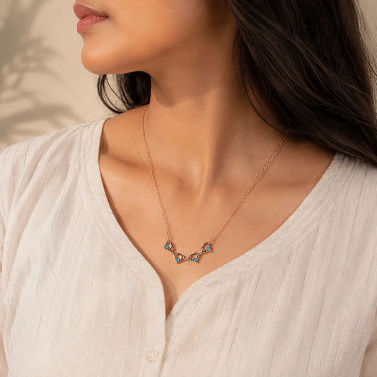 Rose Gold Floral Magnetic Pendant Necklace