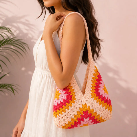 Sunset Blush Crochet Bag