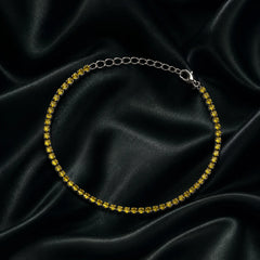 Silver Citrine Stone Chain Bracelet - Silver 925