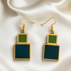 Brass Geometric Block Earrings