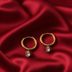 Minimal Crystal Hoop Earrings - 18K Gold Plated
