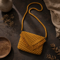 Yellow Macrame Sling Bag