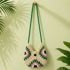 Olive Petal Crochet Bag