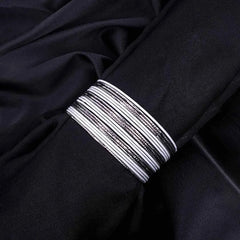 White & Silver Toned Bangles