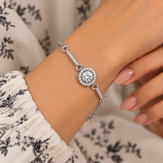 Silver Crystal Halo Bracelet