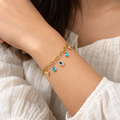 Blue and Golden Charm Bracelet