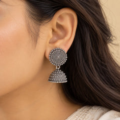 Silver Ethnic Jhumki Dangle Earrings