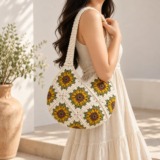 Sunflower Blossom Crochet Bag