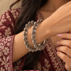 Oxidised Shell Motif Bangles