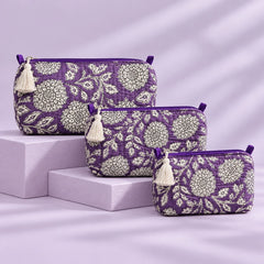 Lavender Blossom Floral Pouch Set