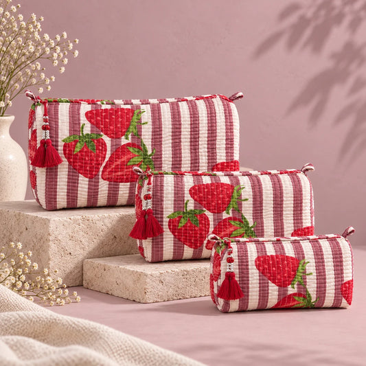 Red Strawberry Pouch Set