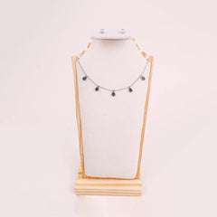 Teardrop Chain Necklace and Crystal Stud Earrings Set