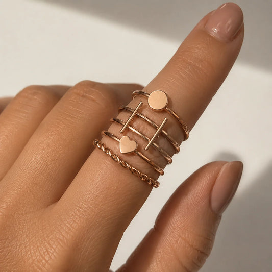 Minimal Rose Gold Ring Combo
