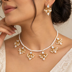 Pearl & Kundan Drop Necklace Set