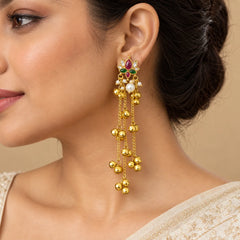 Ruby Green Lotus Dangle Earrings