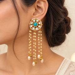Turquoise Pearl Dangle Earrings