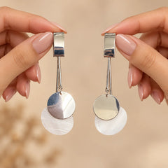 Silver Disc Dangle Earrings