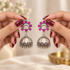 Pink Petal Jhumka Earrings