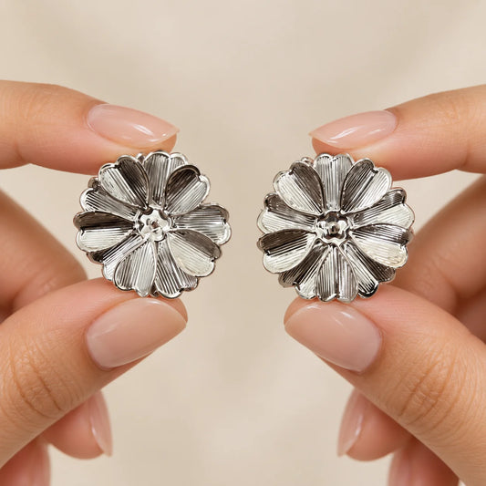 Silver Floral Studs