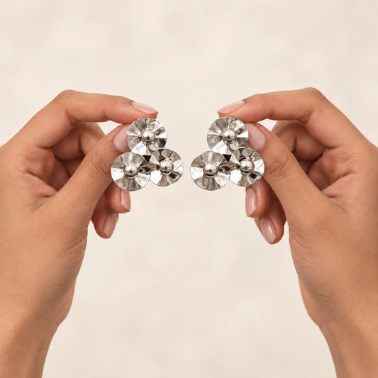 Silver Bloom Stud Earrings