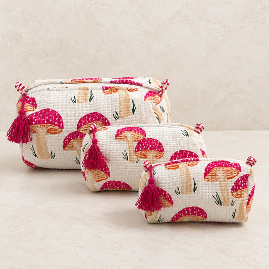 Pink Mushroom 3 Layered Pouches