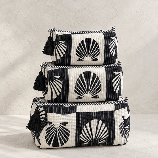 Black White Shell 3 Layered Pouches
