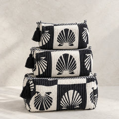 Black White Shell 3 Layered Pouches