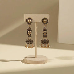 Golden Elongated Antique Earrings