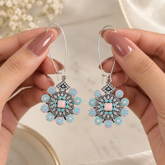Mandala Floral Hoop Earrings