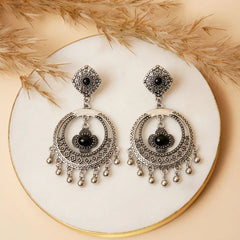 Oxidised Beaded Dangle Earrings