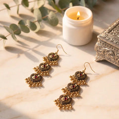 Golden Layered Antique Earrings