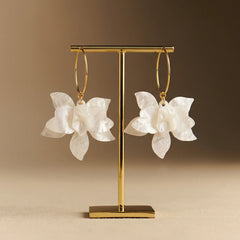 Pearl Petal Hoop Earrings