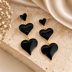 Midnight Heart Chain Earrings