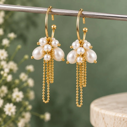 Pearl Cluster Hoops