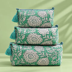 Turquoise & White Floral Pouch Set