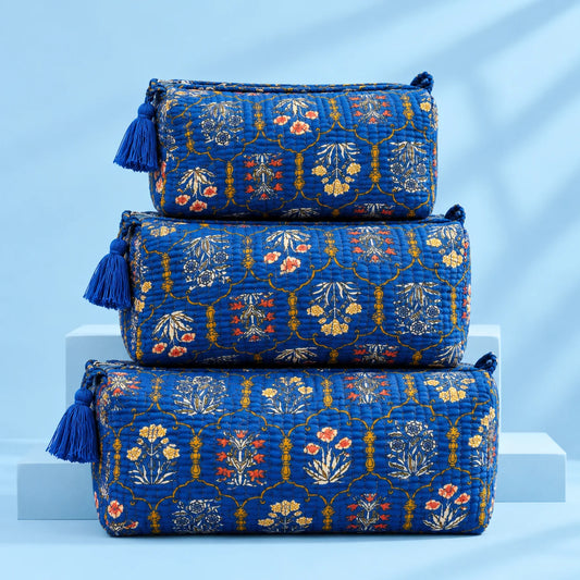 Royal Blue Botanical Pouch Set