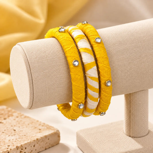 Yellow Stripe Bangles Set
