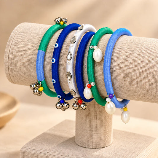 Boho Shell Ghungroo Bangle Set