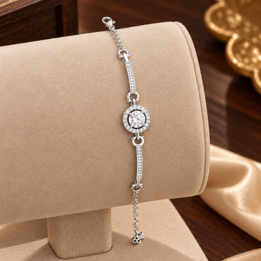 Silver Crystal Halo Bracelet
