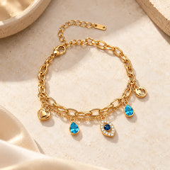 Blue and Golden Charm Bracelet