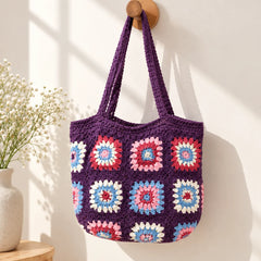 Violet Blossom Crochet Bag