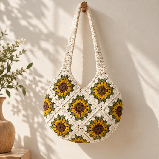 Sunflower Blossom Crochet Bag