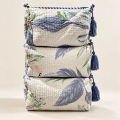 Serene Blue Leaf Pouch Set